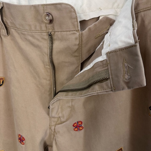 Polo Ralph Lauren Khaki Chinos Embroidered Crest Pants 36x32 Slim Fit - Picture 5 of 9